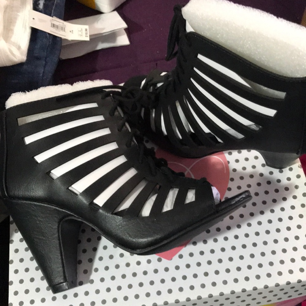 Black strappy heels